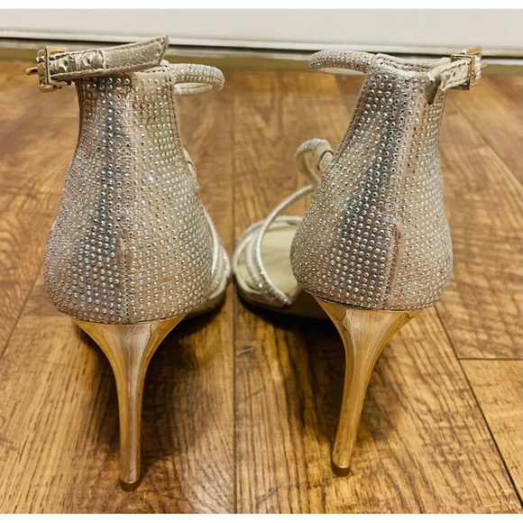 Gianni Bini Rhinestone Heels Strappy Stiletto Evening Party Shoes 8M - Picture 4 of 6